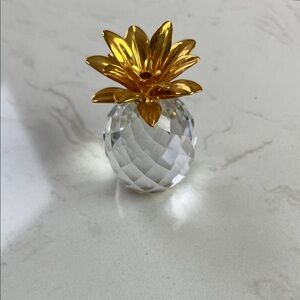 Swarovski Crystal Pineapple Figurine with Gold Accents